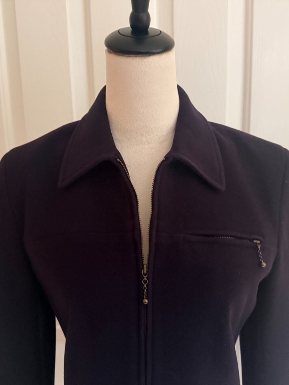 ANN TAYLOR Y2K vintage wool cashmere zip front jacket, sz 2 - Picture 3 of 4
